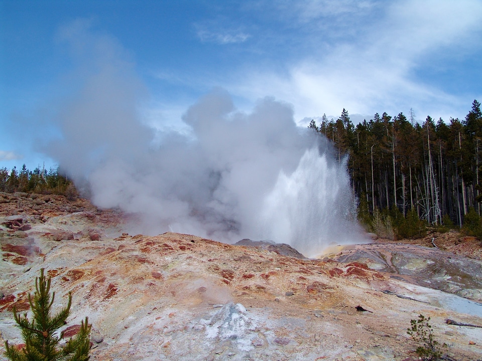Colorful thermal feature water feature