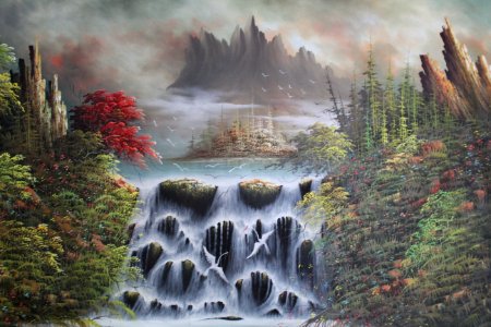 Nature Painting Leaf Water Feature