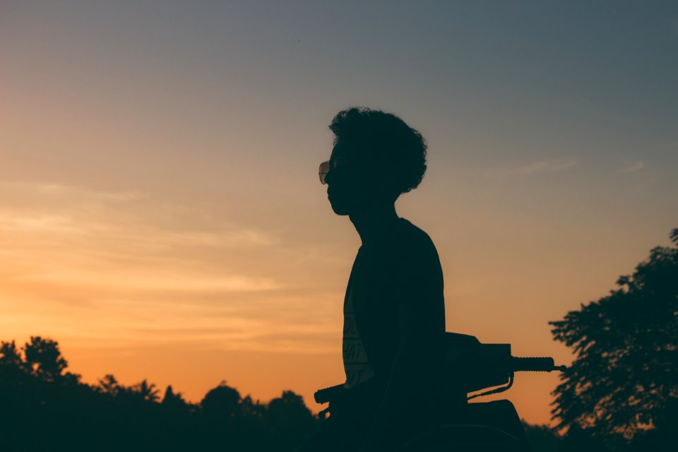 Silhouette Photo Of Man Wearing Sunglasses photo