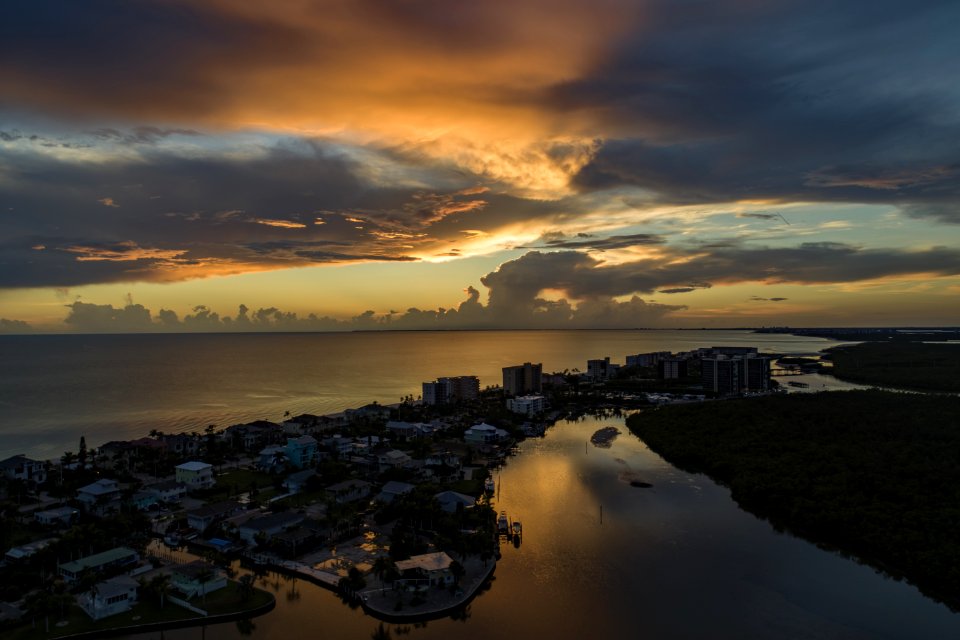 Birds Eye View Of Town During Golden Hour