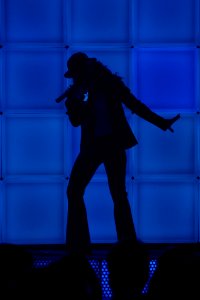 Blue Standing Light Silhouette