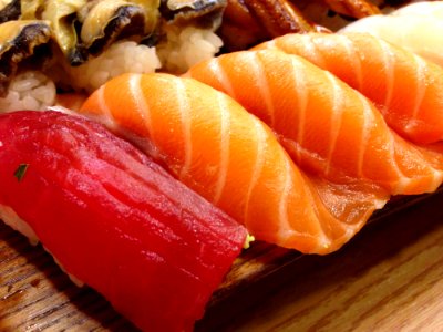 Cuisine Smoked Salmon Sushi Sashimi photo