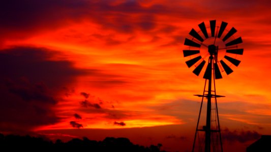 Sky Afterglow Windmill Wind