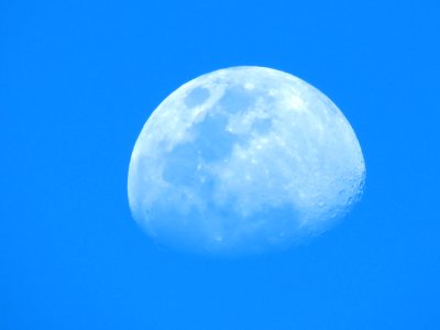 Daytime Blue Sky Moon