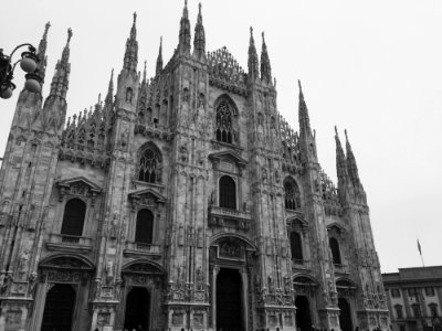 Black And White Medieval Architecture Landmark Spire photo