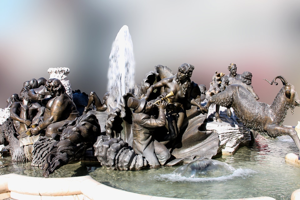 Art figures water feature