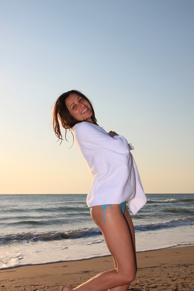 Towel morning beach
