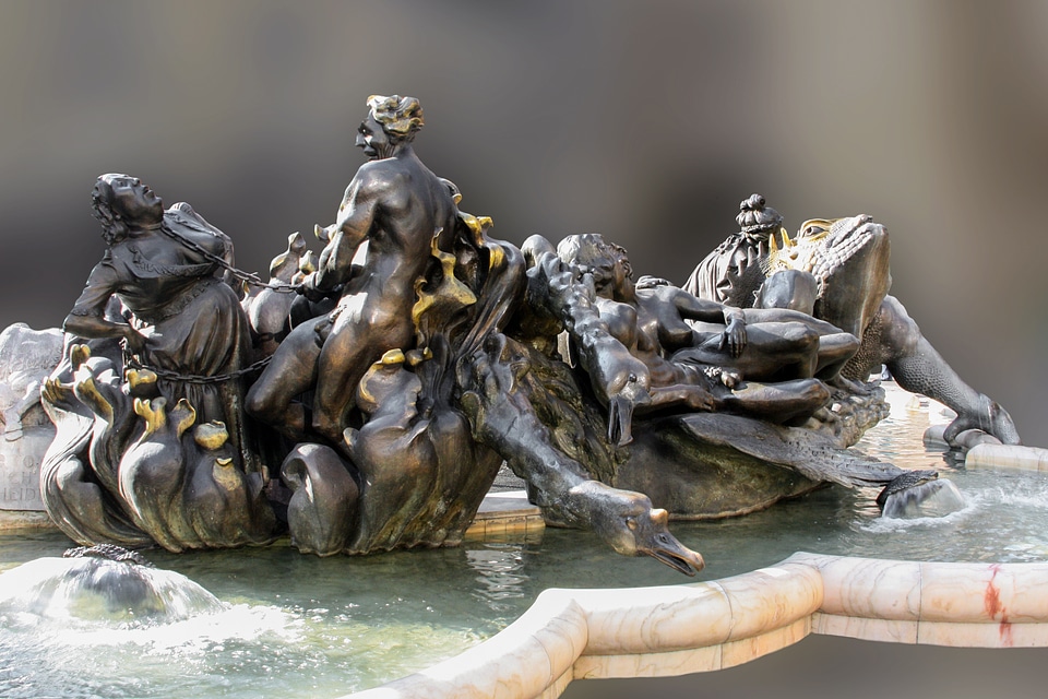 Art figures water feature