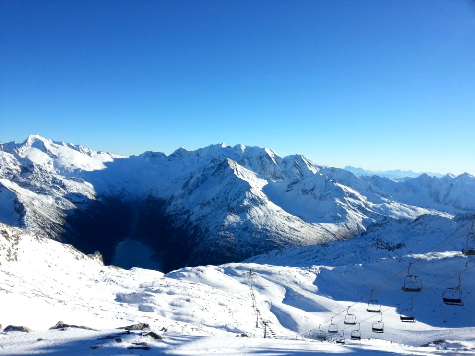 Mountain Range Mountainous Landforms Sky Winter