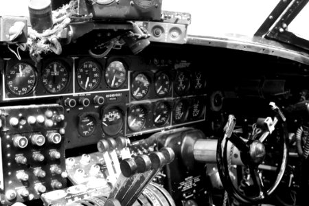 Motor Vehicle Cockpit Black And White Engine photo