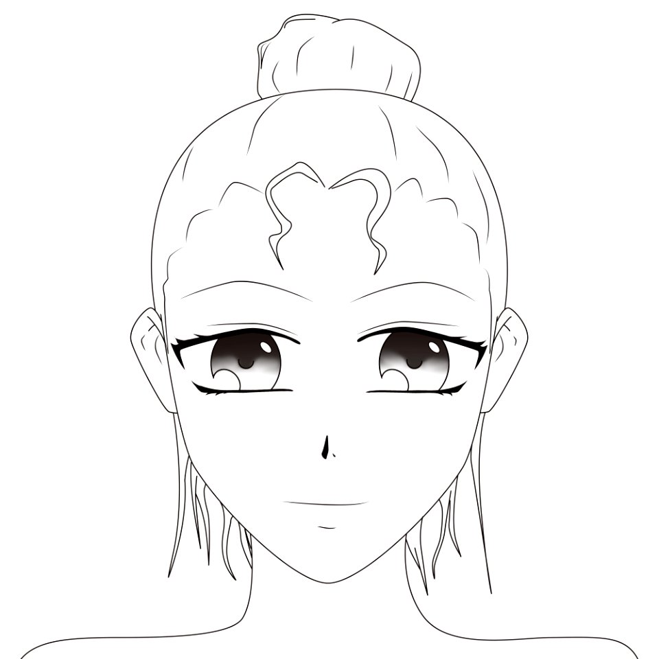Line Art Face Hair White