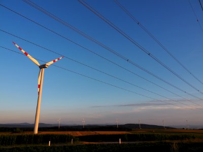 Sky Wind Turbine Wind Farm Overhead Power Line
