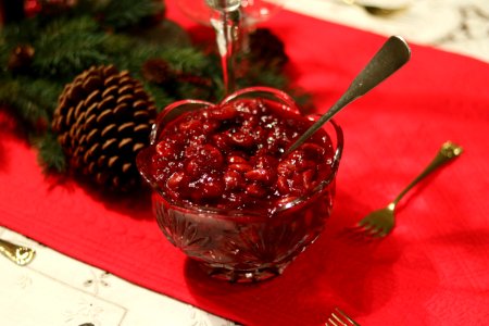 Pretty Table With Cranberry Sauce