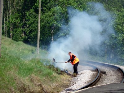 Putting Out A Trackside Fire Howarth Station photo