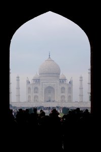 View From The Entrance Of Taj Mahal On A Foggy Morning