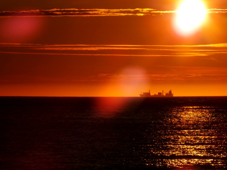 Horizon, Afterglow, Sunset, Sea