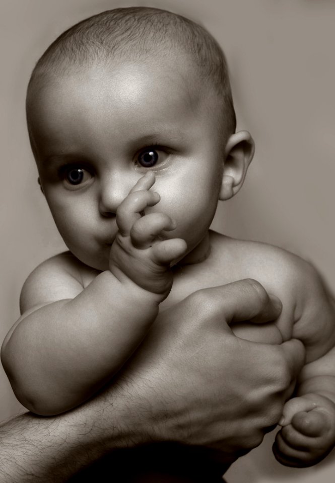 Child, Face, Person, Black And White