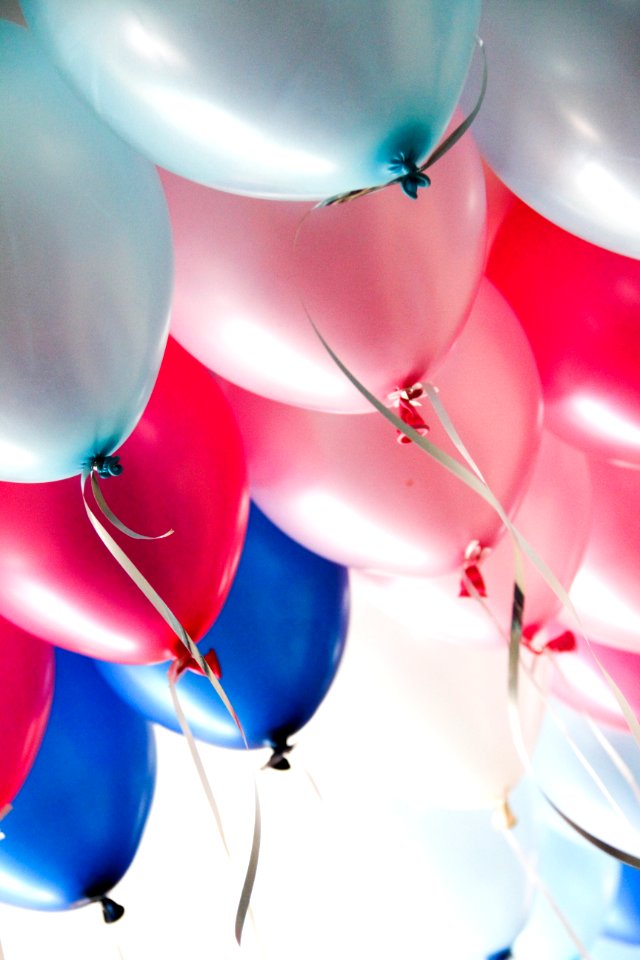 Blue, Red, Balloon, Petal