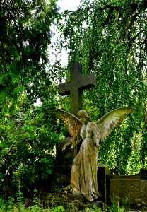 Cemetery, Statue, Grave, Tree