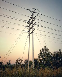 Overhead Power Line, Electricity, Sky, Transmission Tower photo