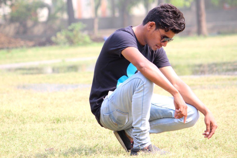 Photograph, Man, Sitting, Grass