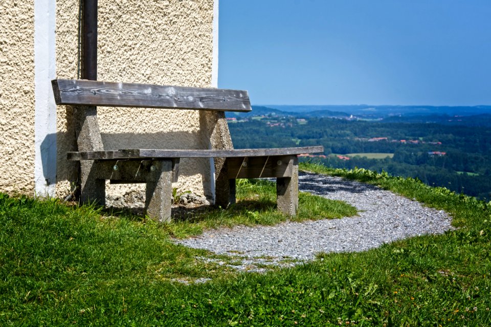 Grass, Sky, Bench, Landscape