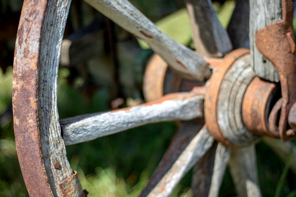 Iron, Metal, Grass, Wheel