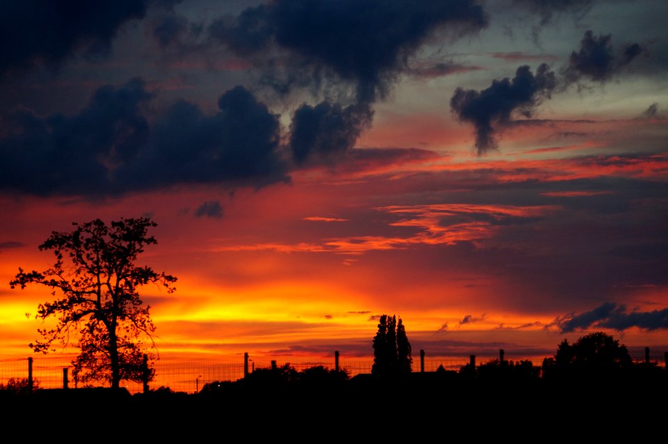 Sky, Afterglow, Red Sky At Morning, Sunset