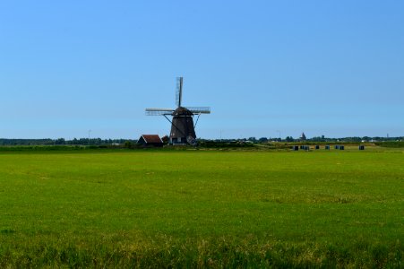 Windmill, Grassland, Field, Sky photo