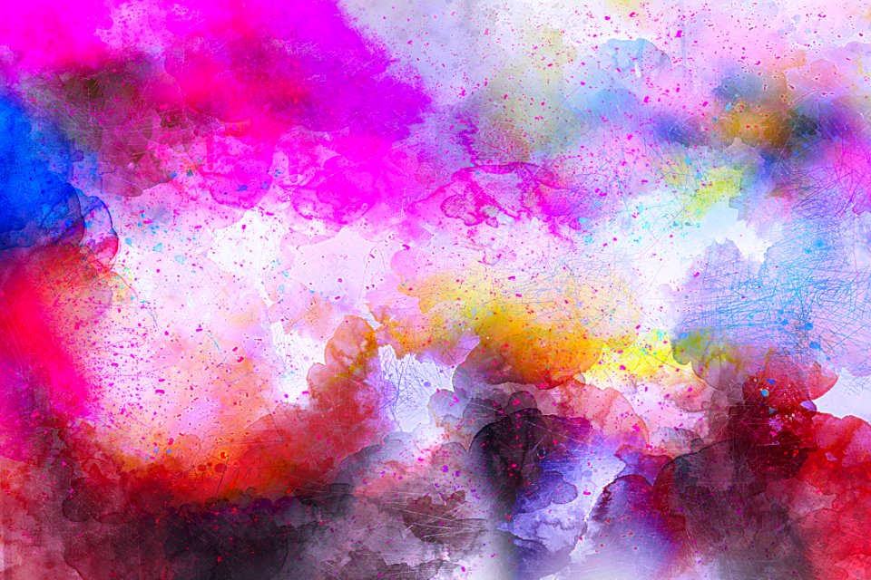 Pink, Purple, Watercolor Paint, Sky