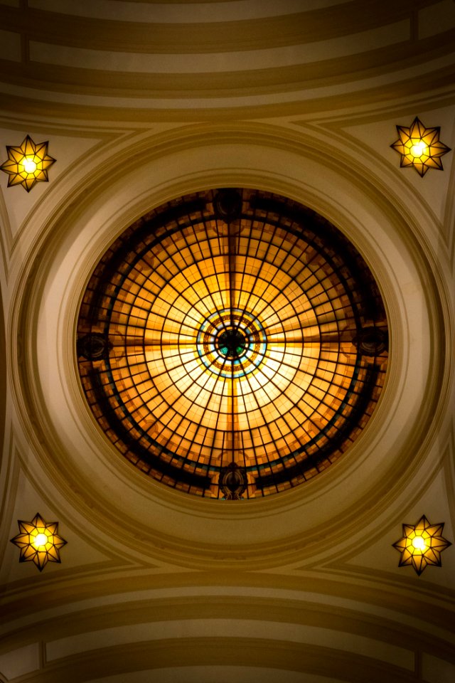 Yellow, Ceiling, Stained Glass, Dome photo
