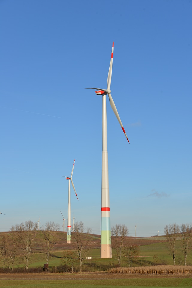Wind power sky blue