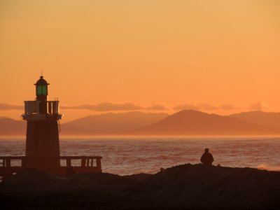 Sunrise, Lighthouse, Sky, Sea photo