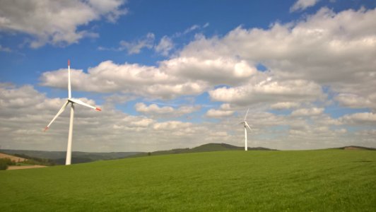 Wind Turbine, Grassland, Wind Farm, Field