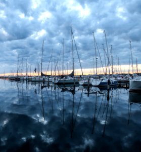 Water, Reflection, Marina, Sky