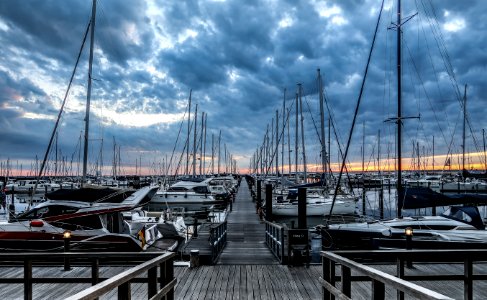 Marina, Sky, Water, Dock