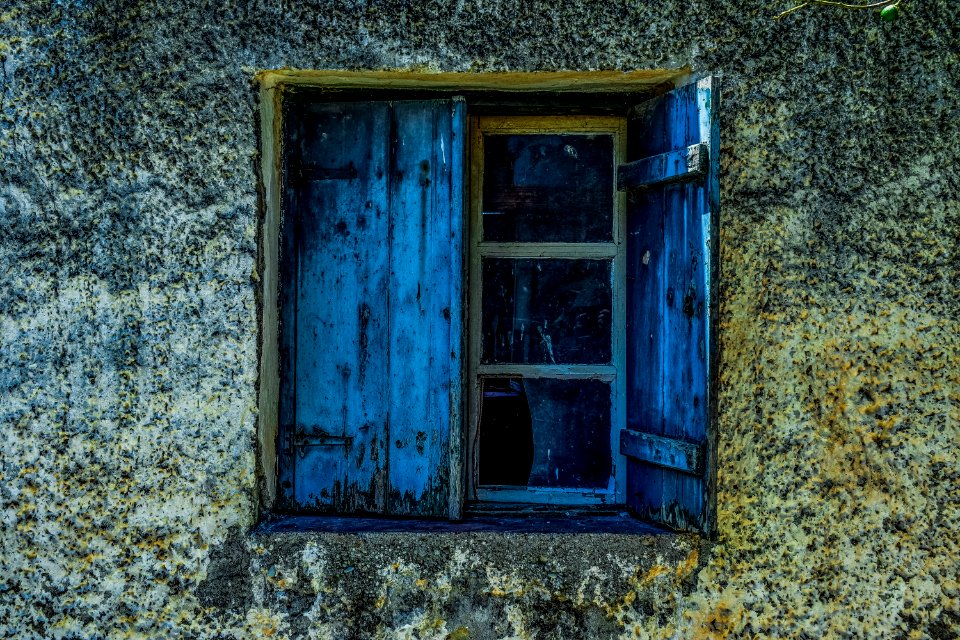 Blue, Wall, Window, House