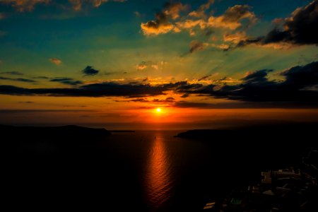 Horizon, Sky, Sunset, Afterglow