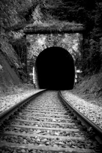 Tunnel, Track, Black And White, Monochrome Photography