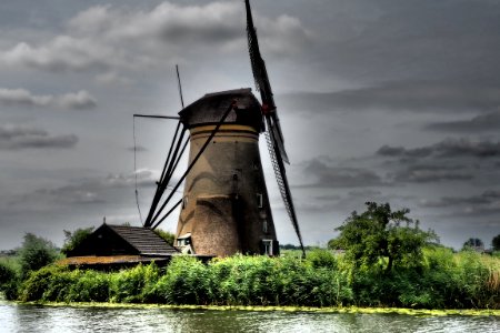 Windmill, Mill, Waterway, Sky photo