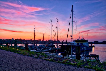 Sky, Marina, Sea, Sunset