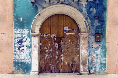 Blue, Arch, Wall, Door photo