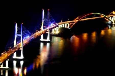 Reflection, Bridge, Night, Landmark photo