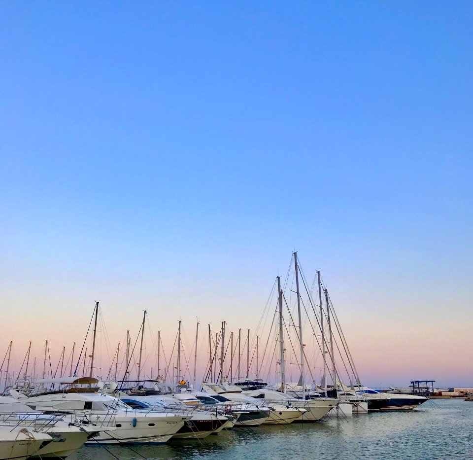 Marina, Sky, Calm, Sea