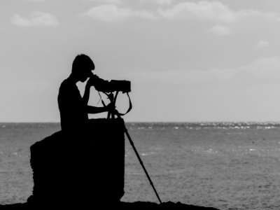 Photograph, Sky, Sea, Black And White photo