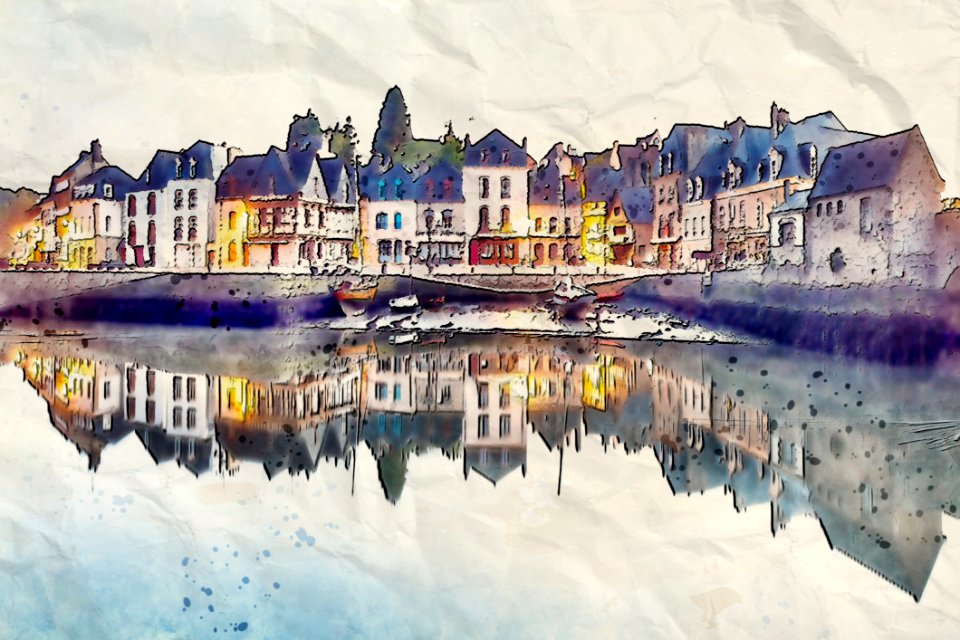 Reflection, Watercolor Paint, Painting, Water