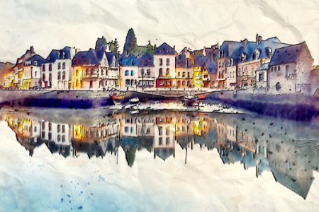 Reflection, Watercolor Paint, Painting, Water
