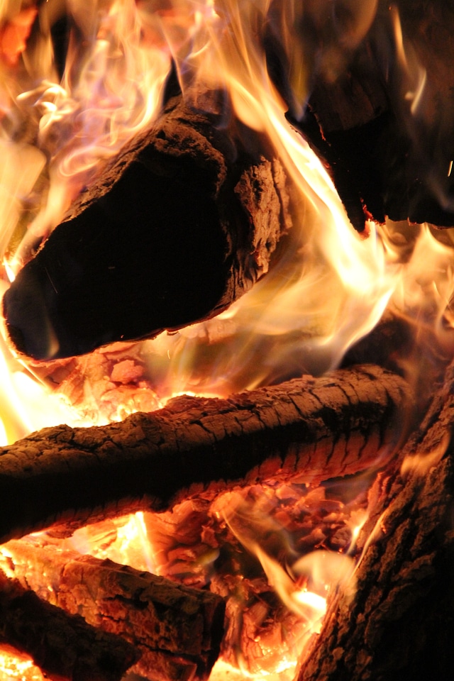 Flame heat firewood