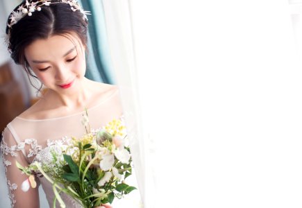 Flower, Bride, Gown, Headpiece photo