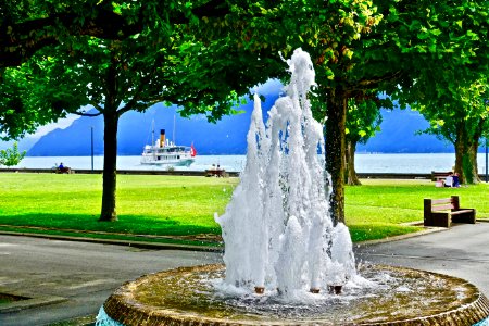 Water, Fountain, Water Feature, Tree photo